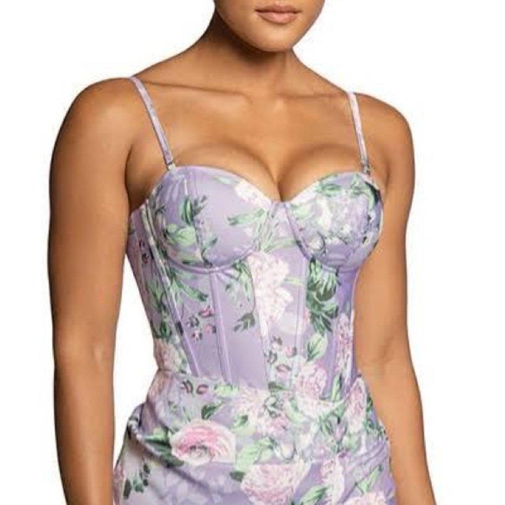 Jluxlabel Lilac Floral Ivana Bustier Top